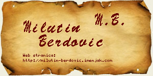 Milutin Berdović vizit kartica
